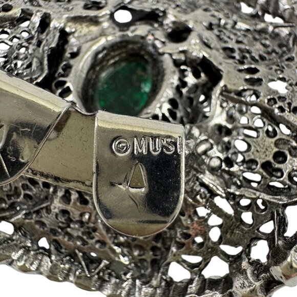 Musi Rhinestone Shoe Clips Filigree Aurora Borealis Faux Opal Cabochon Vtg 1960s - Picture 7 of 10